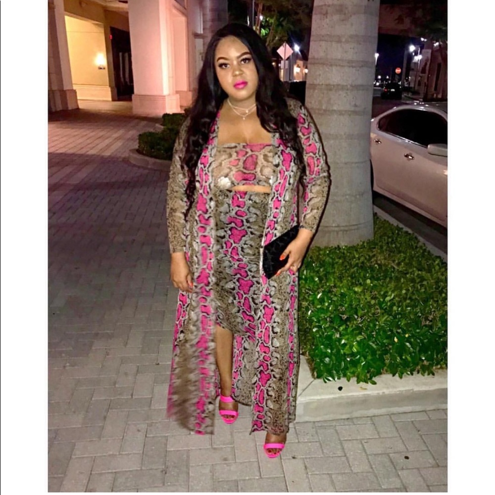 *SOLD 3 Piece Neon Pink/Snakeskin Set